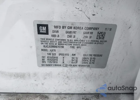 2019 Buick Encore Awd Essence из США, поврежденный, VIN KL4CJGSM0KB797290